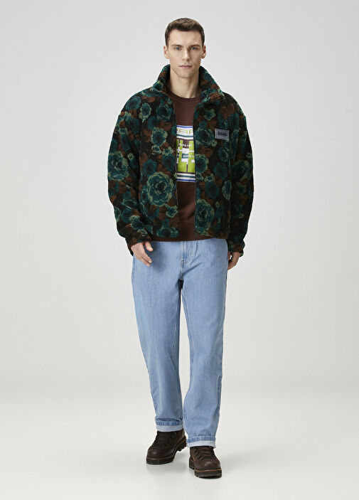 Napapijri - X Martin Rose Yeşil Jakarlı Fleece Sweatshirt - Çok Renkli