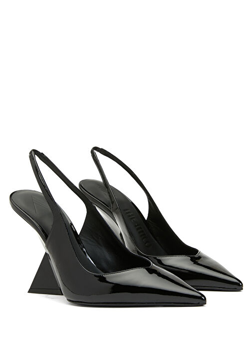 Siyah Deri Topuklu Ayakkabı - Görsel 3