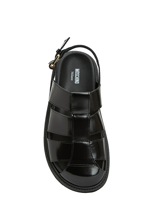 Siyah Kadın Deri Sandalet - Görsel 5