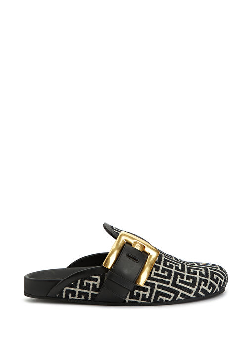 Siyah Beyaz Logo Desenli Erkek Terlik - Görsel 2