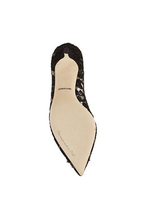 Siyah Broş Detaylı Dantelli Topuklu Ayakkabı - Görsel 6