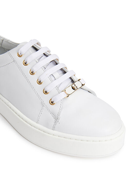Beyaz Kadın Deri Sneaker - Görsel 7