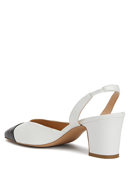 Ekru Deri Topuklu Ayakkabı - Görsel 4