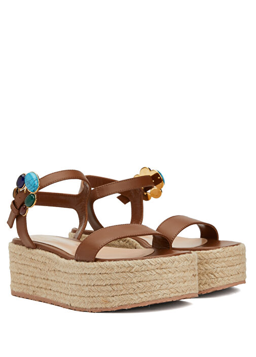 Kahverengi Kadın Deri Sandalet - Görsel 3