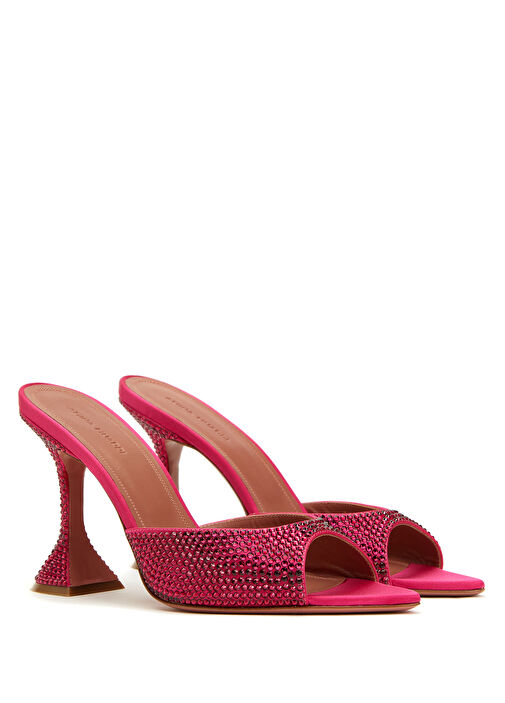 Caroline Pembe Kristal Taşlı Kadın İpek Terlik - Görsel 3