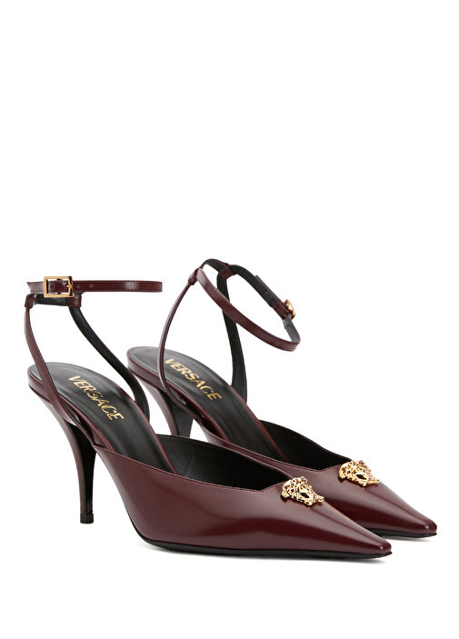 Medusa Bordo Deri Topuklu Ayakkabı - Görsel 3