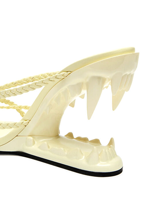 Sarı 3D Detaylı Kadın Deri Sandalet - Görsel 3