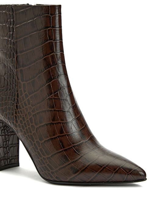 Kahverengi Kroko Desenli Kadın Deri Bot - Görsel 7