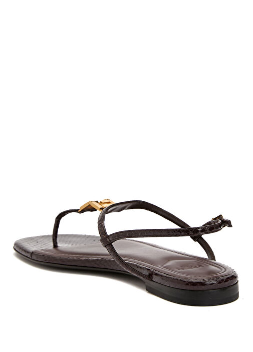 Bordo Desenli Kadın Deri Sandalet - Görsel 4