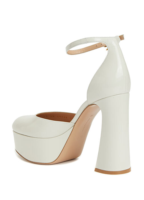 Ekru Deri Topuklu Ayakkabı - Görsel 4