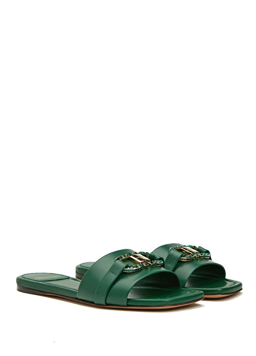 Yeşil Kadın Deri Terlik - Görsel 3