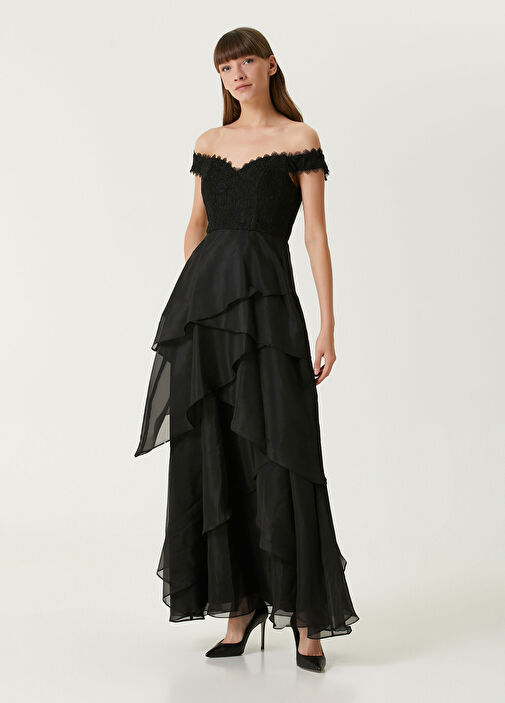 strapless open back dress A line White Long Organza Prom Dress Formal Dresses P2202 main image 1