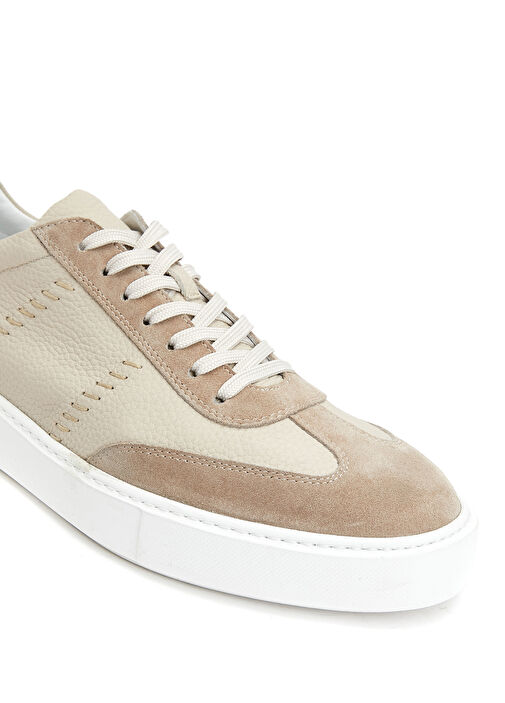 Bej Erkek Deri Sneaker - Görsel 7