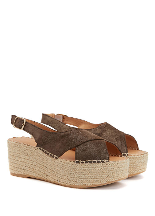 Kahverengi Kadın Deri Espadril - Görsel 3