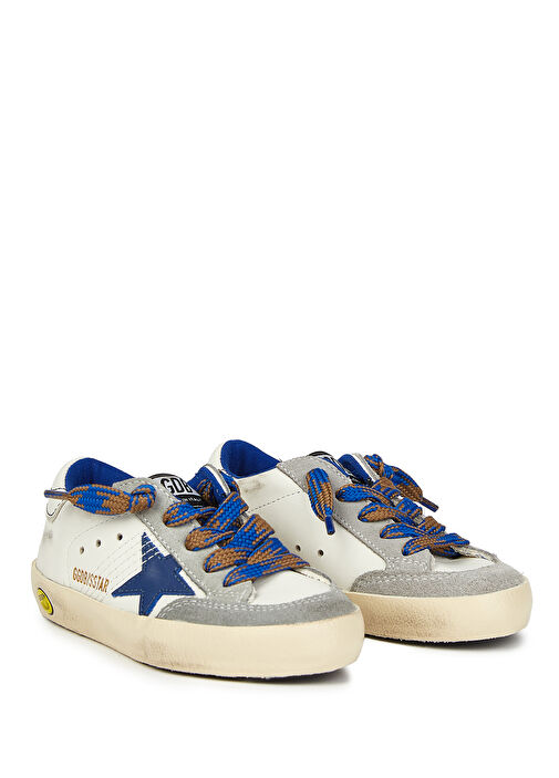 Sstar Beyaz Mavi Çocuk Deri Sneaker - Görsel 3