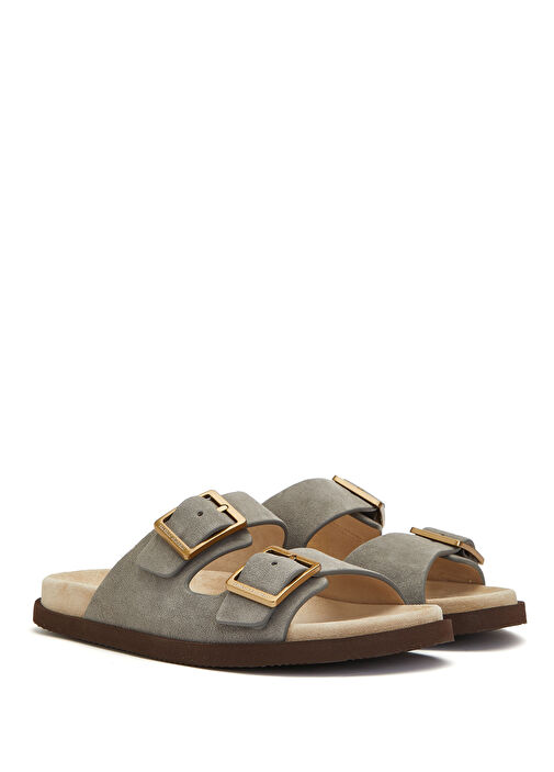 Brunello Cucinelli Gri Brunello Cucinelli Süet Erkek Terlik