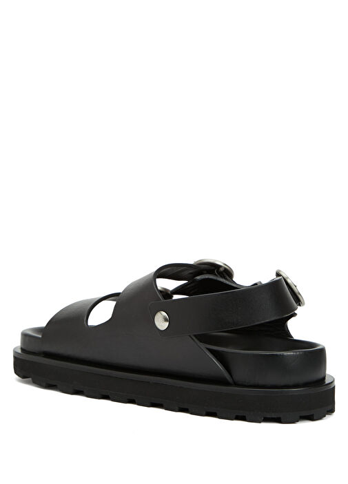 Siyah Kadın Deri Sandalet - Görsel 4