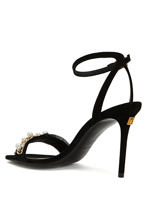 PD Siyah Gold Kadın Deri Sandalet - Görsel 4