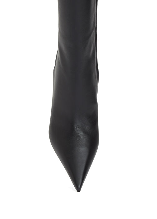 Barbara Siyah Kadın Deri bot - Görsel 5