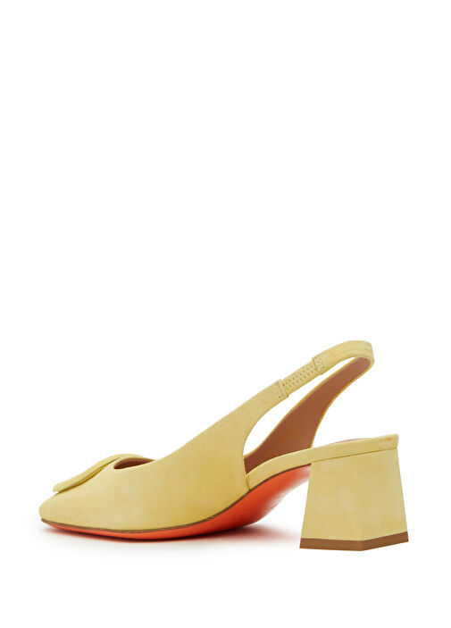 Sarı Deri Topuklu Ayakkabı - Görsel 3