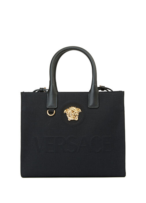Versace ブラック ガーメントバッグ Versace Siyah-Altın Kadın La Medusa Small Siyah Gold Kadın Çanta