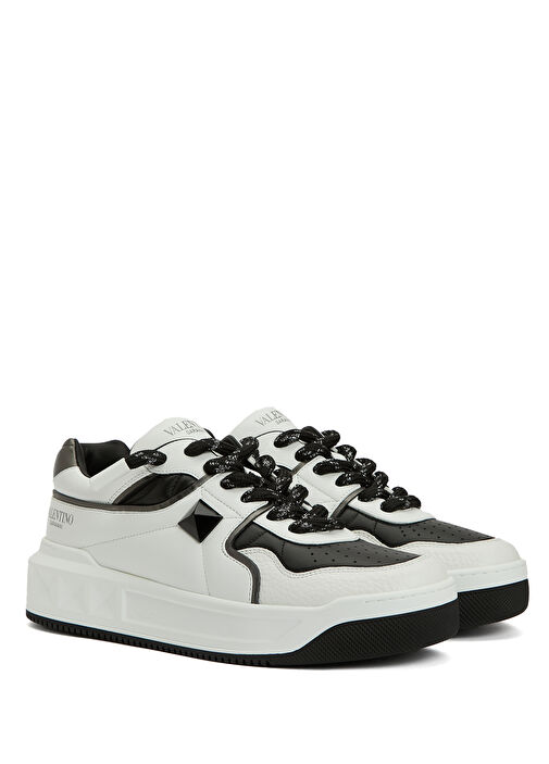 One Stud XL Siyah Beyaz Erkek Deri Sneaker - Görsel 3