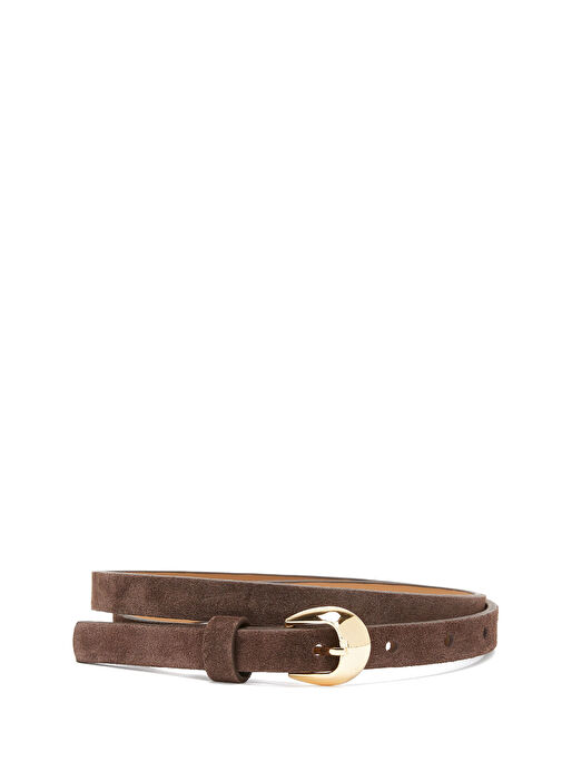 Kahverengi Kadın İnce Süet Kemer