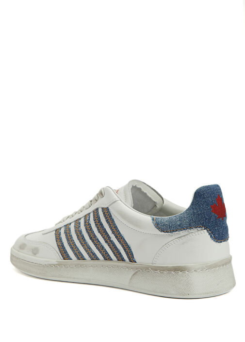Beyaz Lacivert Erkek Deri Sneaker - Görsel 4