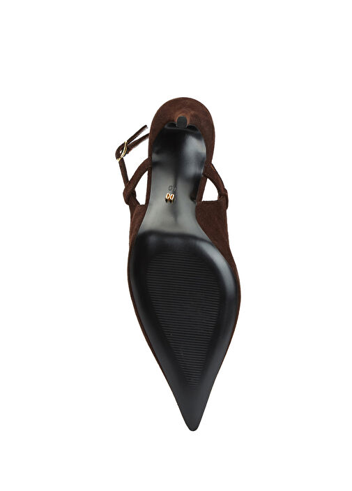 Kahverengi Süet Deri Topuklu Ayakkabı - Görsel 6