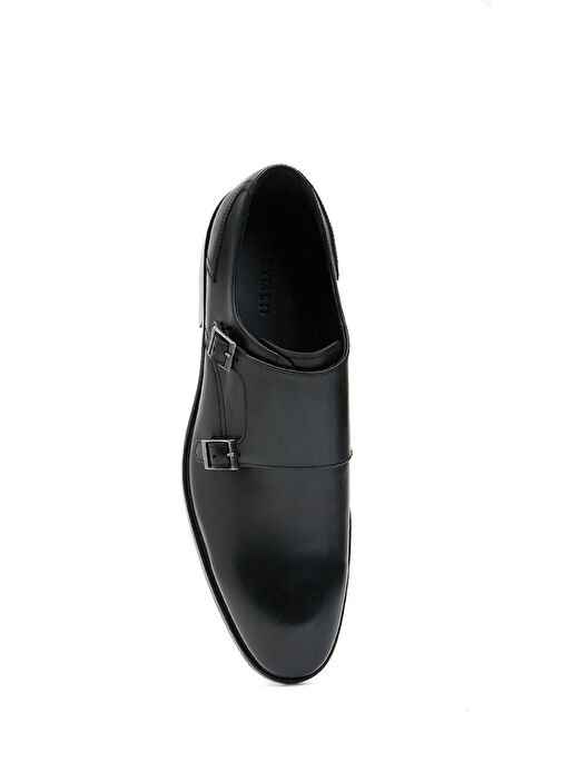 Siyah Çift Tokalı Erkek Deri Ayakkabı - Görsel 5