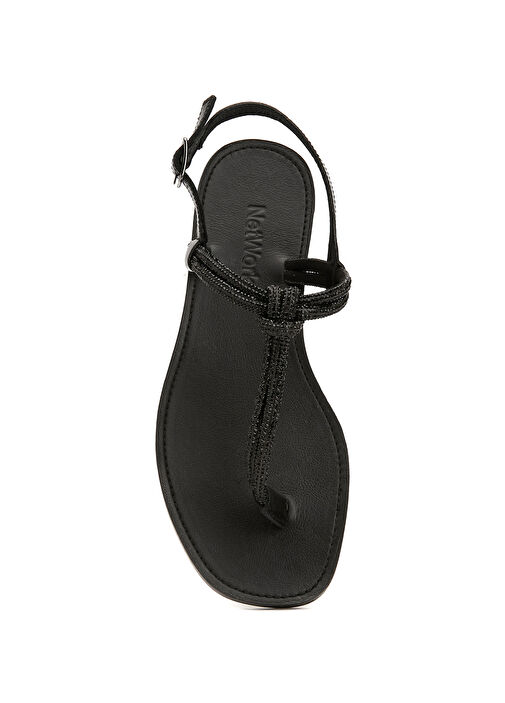 Siyah Kadın Deri Sandalet - Görsel 5