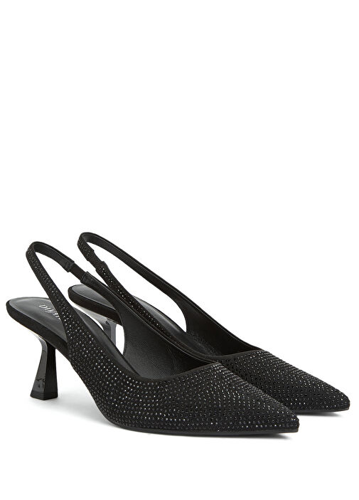 Siyah Taşlı Topuklu Ayakkabı - Görsel 3