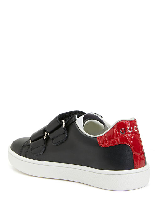 Siyah Logolu Unisex Çocuk Deri Sneaker - Görsel 4