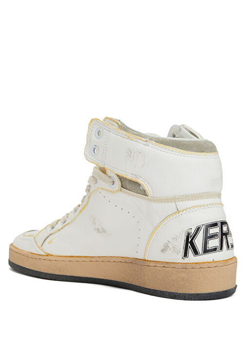 Sky-Star Beyaz Bej Kadın Deri Bilek Boy Sneaker - Görsel 4