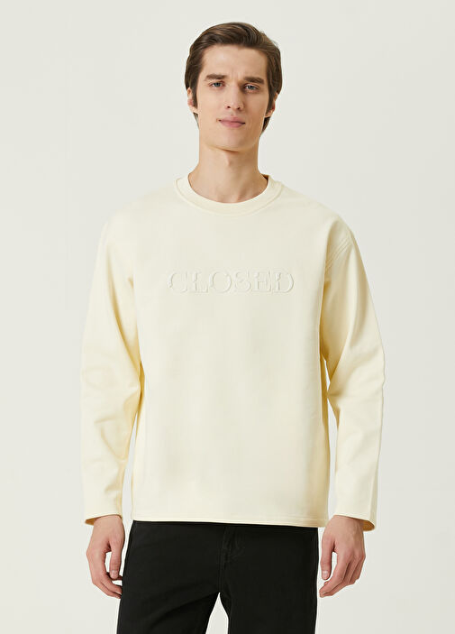 Closed Cream Logo Detailed Organic Cotton Sweatshirt