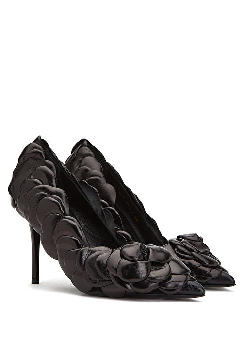 Siyah Deri Stiletto - Görsel 3