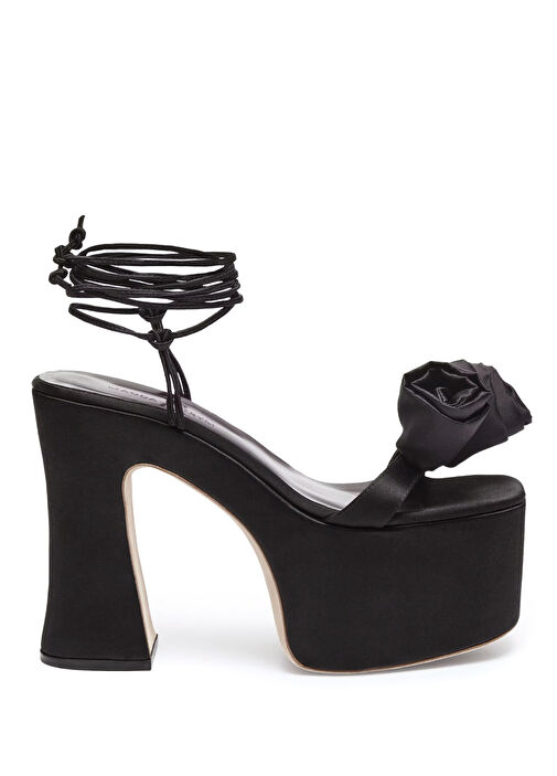 Siyah Kadın İpek Sandalet - Görsel 2