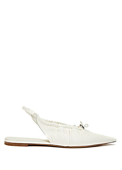 Ballerina Beyaz Kadın Deri Babet - Görsel 2