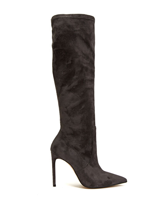 Gri Kadın Deri Çizme - Görsel 8