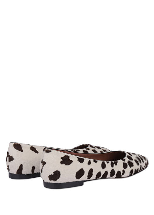 Beyaz Kahverengi Desenli Deri Babet - Görsel 4