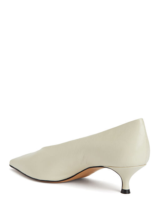 Babouche Ekru Deri Topuklu Ayakkabı - Görsel 4