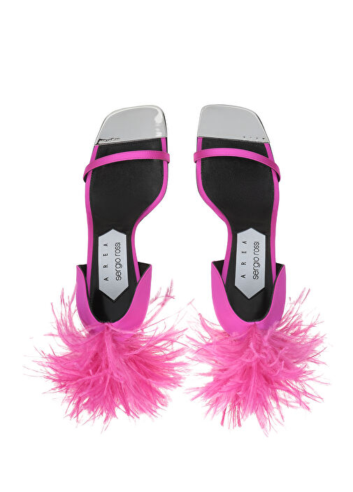 Amazona Fuşya Topuklu Saten Sandalet - Görsel 5