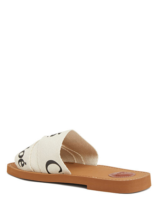 Woody Beyaz Kadın Keten Terlik - Görsel 4