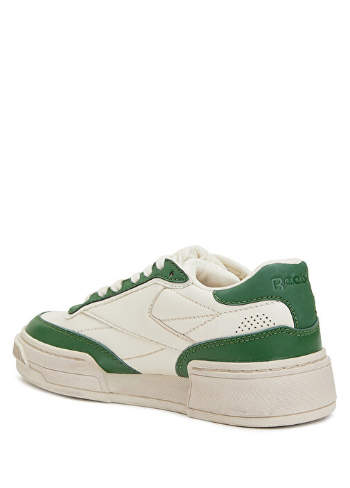 Beyaz Yeşil Logolu Kadın Deri Sneaker - Görsel 4