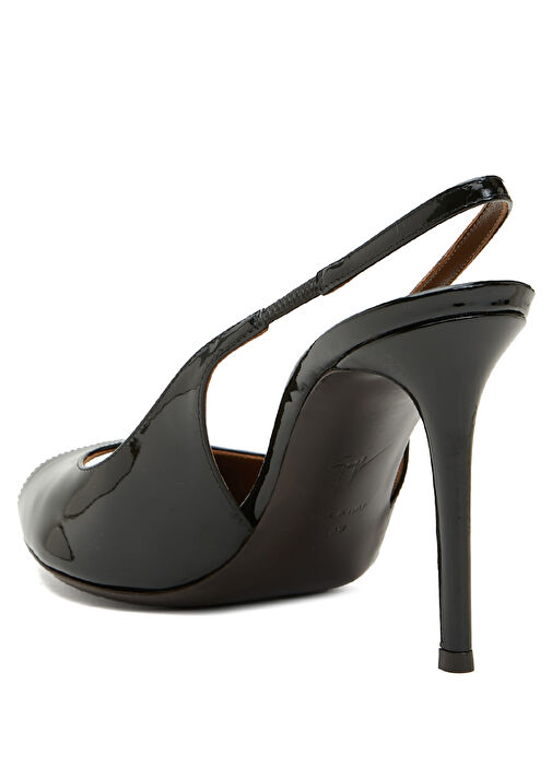 Siyah Deri Topuklu Ayakkabı - Görsel 4