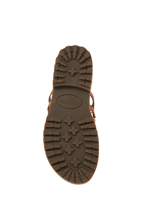 Taba Logo Detaylı Kadın Deri Sandalet - Görsel 6