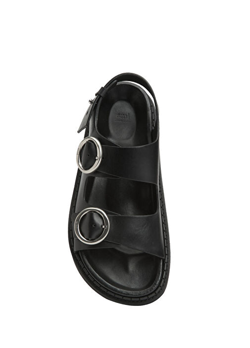 Siyah Erkek Deri Sandalet - Görsel 5