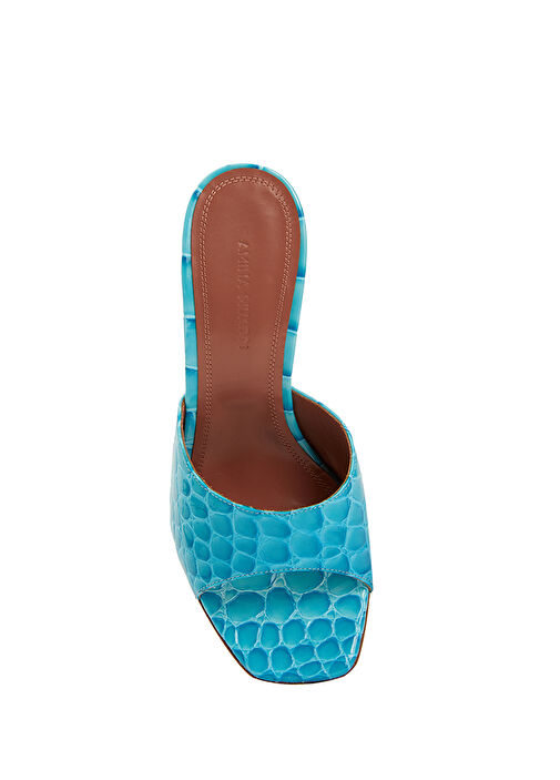 Mavi Krokodil Dokulu Kadın Deri Terlik - Görsel 5