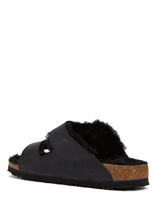 Arizona Big Buckle Shearling Siyah Kadın Terlik - Görsel 4