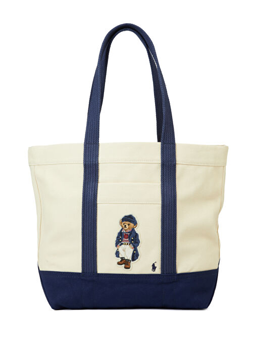 Polo Ralph Lauren Navy Blue Ecru Shopping Bag